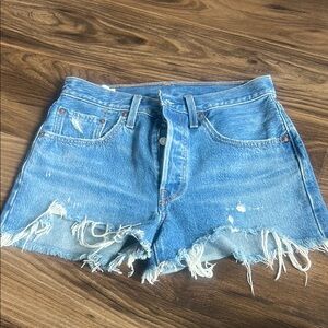 Levi's Blue Distressed Jean Shorts